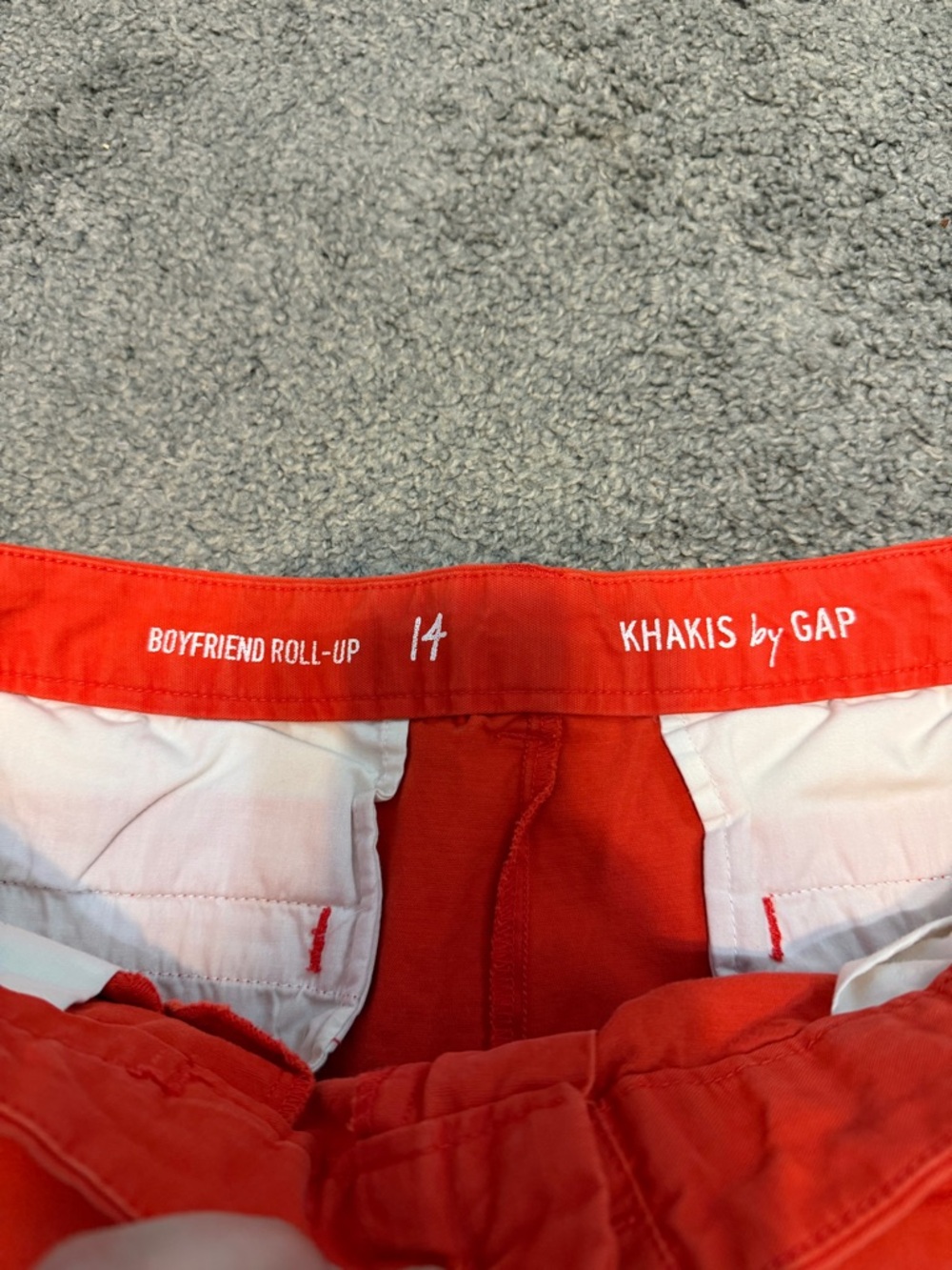 GAP Red Boyfriend Roll-Up Khaki Shorts - Picture 2 of 3